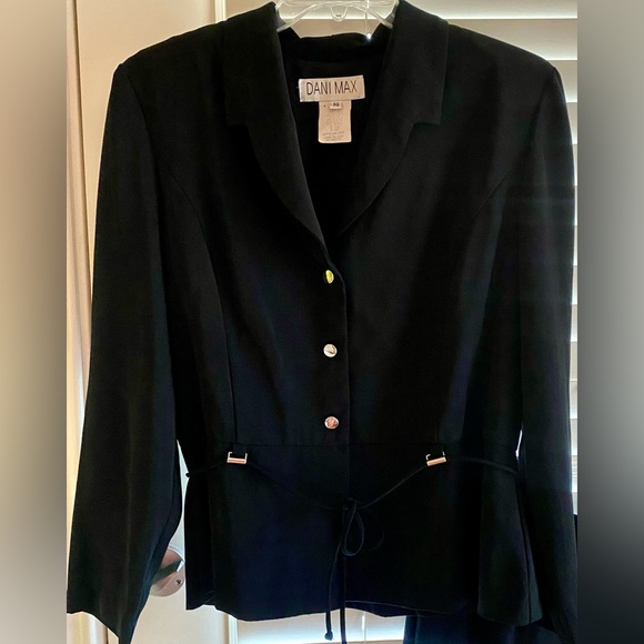 Vintage Dani Max Black Women's 2 Piece Pant Suit - EUC - Size 14 - Picture 2 of 9